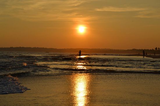 Sonnenuntergang mit dem bevorstehenden Abendessen... falls er was fängt.