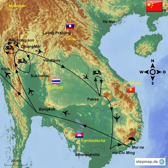 Den zweiten Abschnitt meiner Reise, welchen ich mit meinem Freund Daniel durch Nordthailand und Laos bestreiten werde, wird in erster Linie auf dem Motorrrad (250ccm Enduros) als Fortbewegungsmittel erkundet.