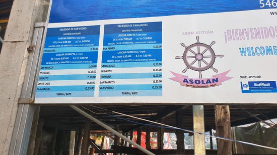 Einfacher Fährplan zu allen Orten am See