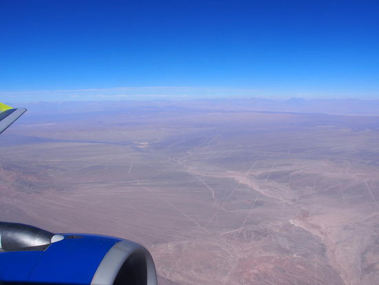Flug nach Santiago de Chile über die Atacamawüste