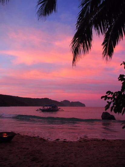 Sonnenuntergang im letzten Camp