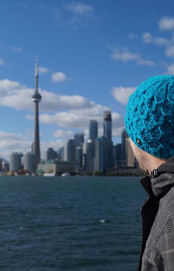 Felix auf der Fähre zu den Toronto Islands