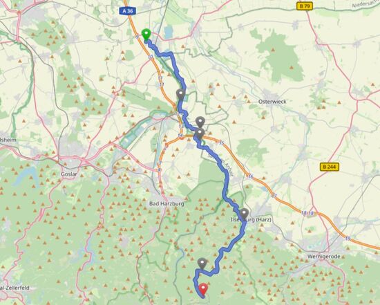 Route grob nachgezeichnet [Quelle: openstreetmap]