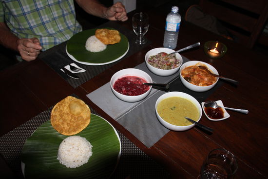 Unser Dinner mit  Garnelen-Curry und .....