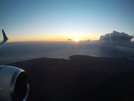 Landung bei Sonnenuntergang