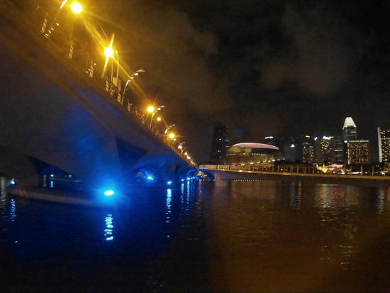 Die beleuchtete Esplanade Drive Bridge