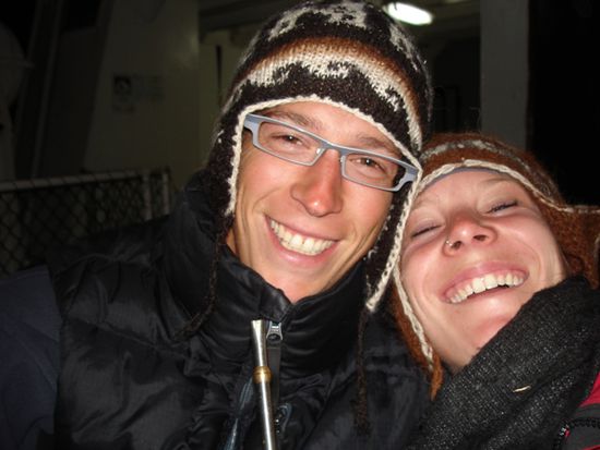 Warm eingepackt auf Deck der Angelina