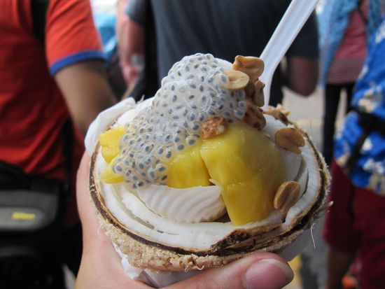 Leckere Coconut Ice Cream mit Fruchtkernen (Keine Fischaugen oder so) 