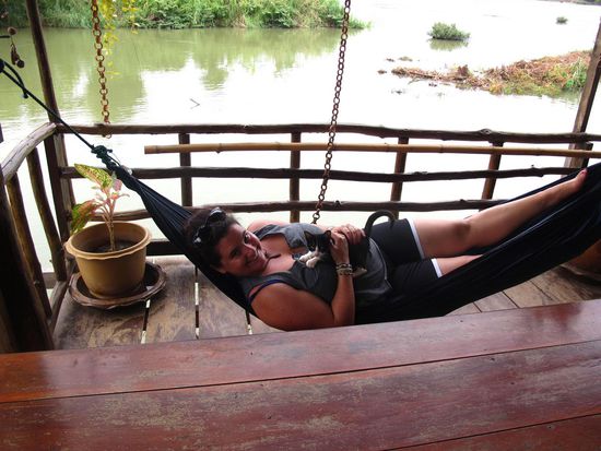 Aktivität 3 (und persönlicher Favorit): faulenzen in der Hängematte mit Baby-Kätzchen auf dem Schoss