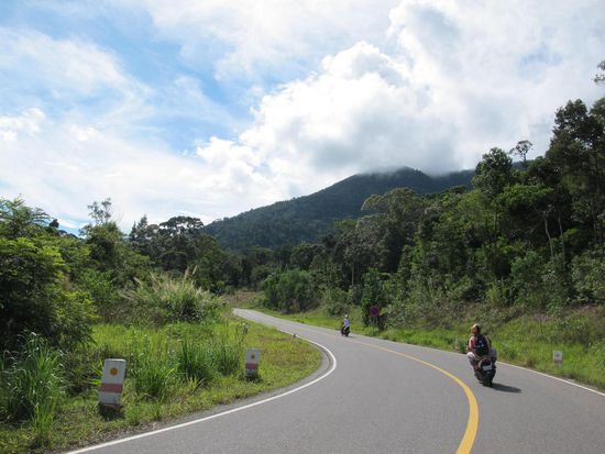 Schöne Fahrt durch grüne Hügel