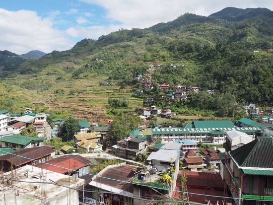 Blick vom Zimmer auf Banaue und die umliegenden Reisterrassen