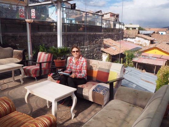 Bar unseres Hostels - von da aus haben wir einen grandiosen Ausblick auf Cusco