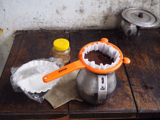 mit heißem Wasser aufgegossen...