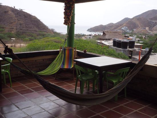 Blick von der Terrasse auf die Bucht von Taganga
