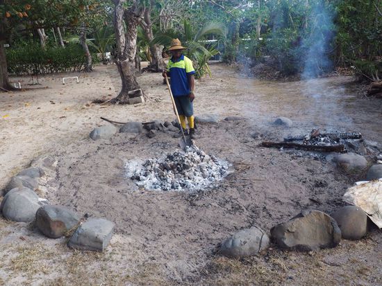 alles wird im Erdofen gegart... sehr lecker!