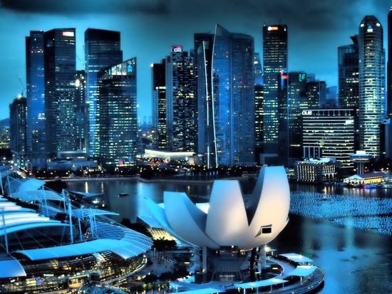 Blick auf CBD und Marina Bay