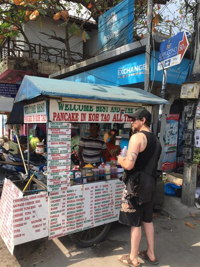 Die Wartezeit am Pier wurde
mit leckeren Pancakes ...