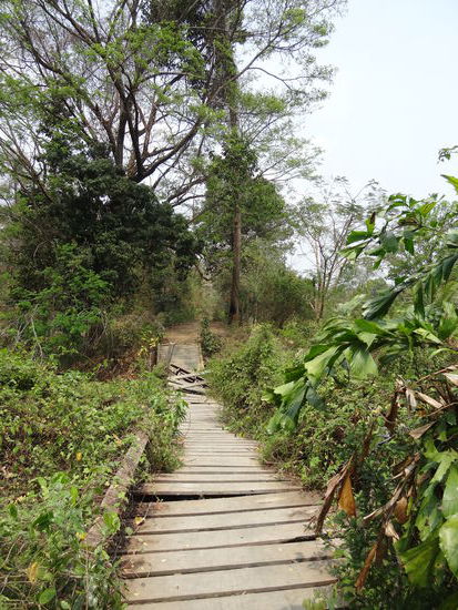 Kaputte Brücke? Ts, als ob mich das aufhalten würde....2 Meter rechts runter.......