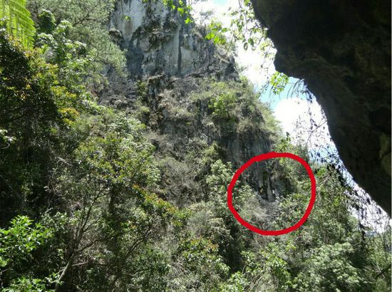 Eingekreist eine der vielen Höhlen mit Särgen - für mich unvorstellbar, wie sie die da hoch bekommen!