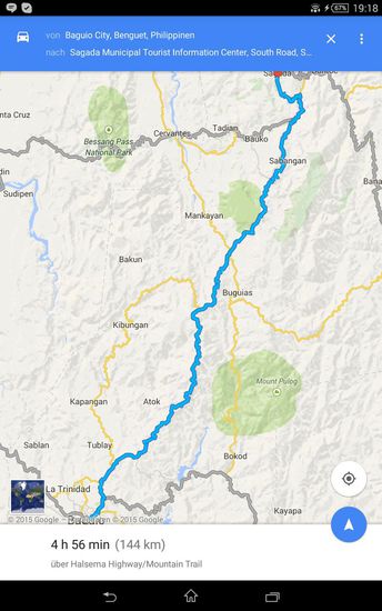 Weg nach Sagada - Kurven, Kurven, Kurven..Die Zeit stimmt übrigens nicht, es waren über 6 Stunden...