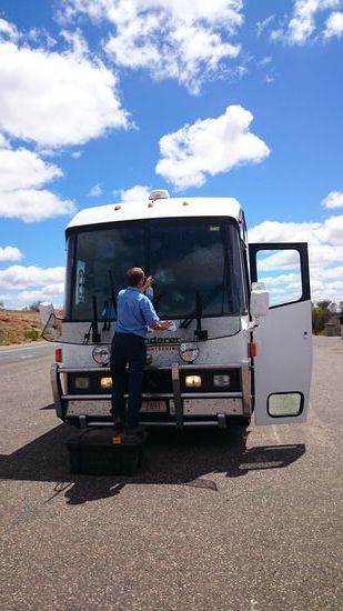 Mehrfach mussten die Scheiben von Fliegen gereinigt werden