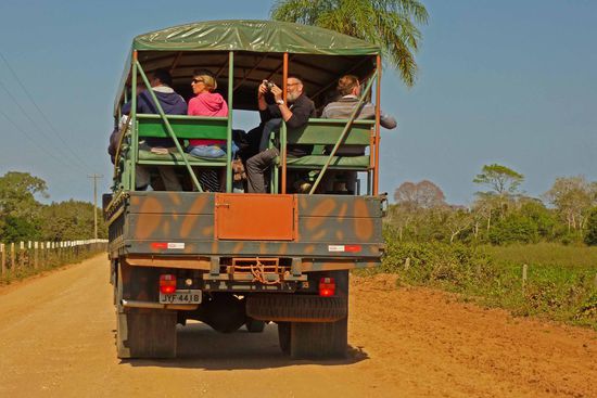 Auch auf der Transpantaneira sind Wildbeobachtungen beliebt. Den Staub gibt es ohne Aufpreis dazu.