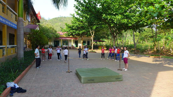 Die Schüler waren fleißig am sporteln