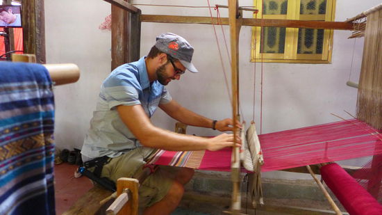 Wieder unten angekommen gabs noch eine kleine Einführung in die Herstellung von Schals 