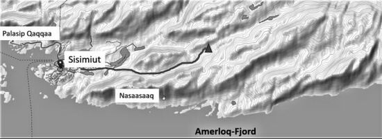Erste Etappe:  10 km.  Zeltplatz vor der Qerrortusup Majoriaa-Hochebene.