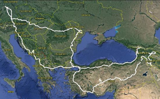 hier noch die Darstellung unserer Fahrtroute auf der Weltkarte !