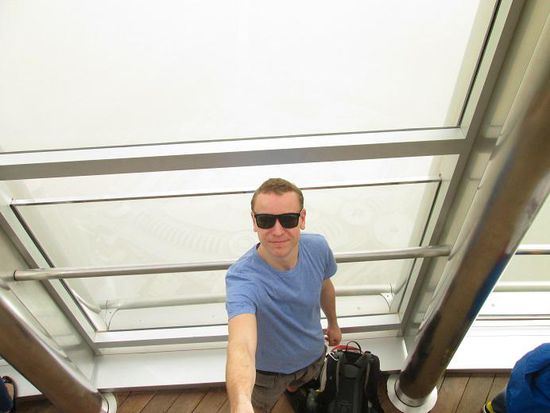 Aussicht vom Burj Khalifa; leider mit Sandstrum