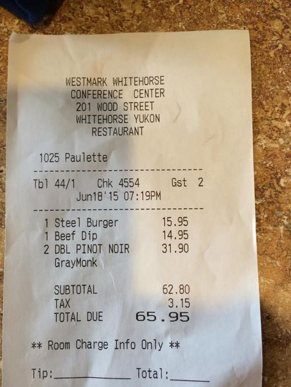 Nach der langen Fahrt gönnen wir uns ein leckeres Essen und zwei Gläser(!) Pinot Noir 