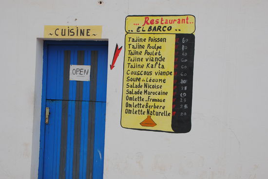 Speisekarte am Strandrestaurant