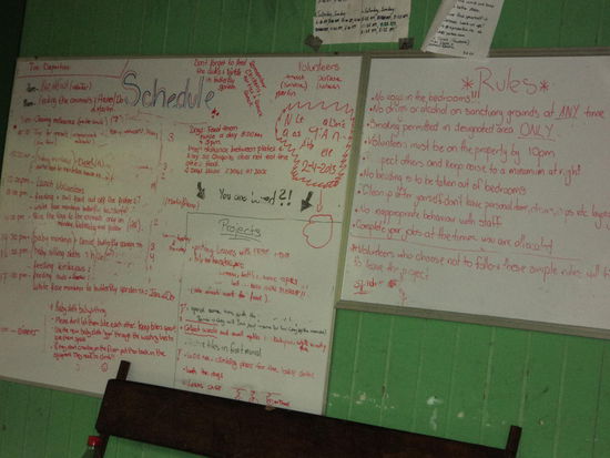 Der Plan, wer was macht. Wird 2x täglich besprochen und abgeändert.