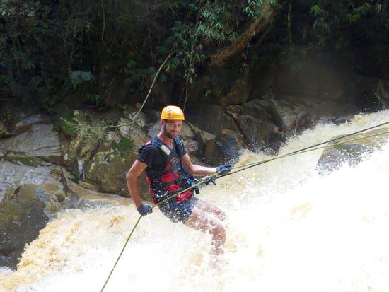 Abseilen am Wasserfall