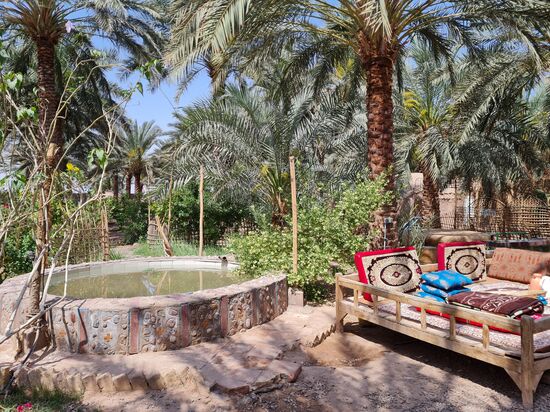 Der Patio der Ecolodge in Shafiabad