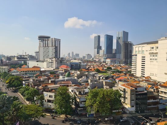 Blick aus dem Frühstücksraum des Choice City