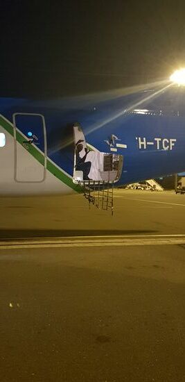 Das gibt es nur nicht bei uns: Kofferboy im Flieger gibt entspannt Ghetto-Signs. Cool.