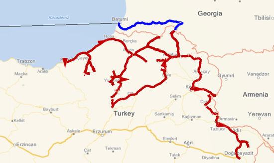 Erste Etappe Osten der Türkei