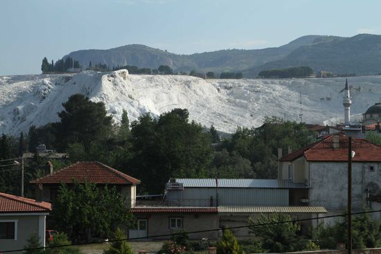 Aussicht auf die Sinterterrassen von unserem Hotel