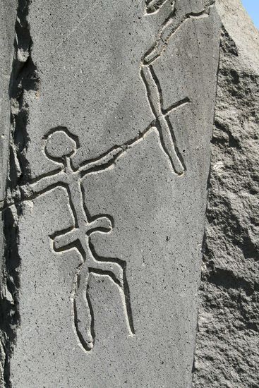 Stein mit Felszeichnung