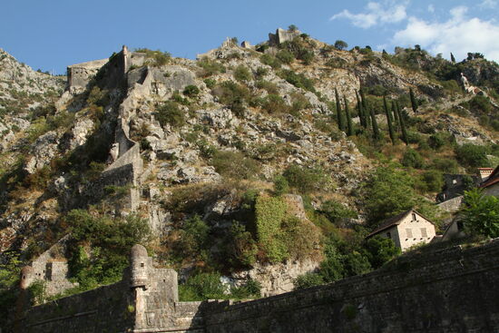 Kotor - die Stadtmauer am Berghang