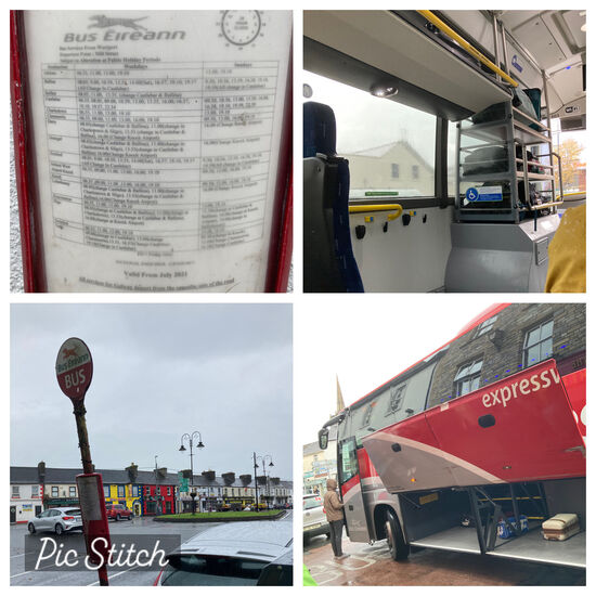 Busplan in Westport, Stauraum TFI Bus
Haltestelle Umstieg Charlestown, Expressbus