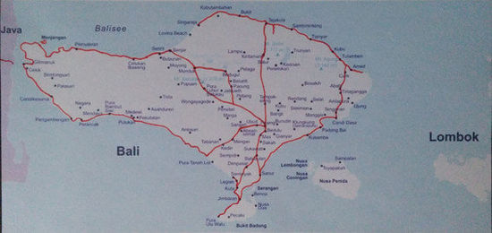Unsere Reiseroute auf Bali