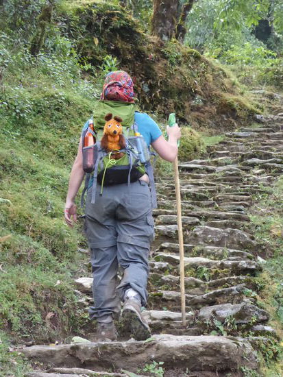 Es geht immer nur bergauf 
Immer wieder danke ich allen Göttern, dass ich nicht hier geboren bin. Da es keine Straßen gibt, muss absolut alles hoch geschleppt werden. Wahrscheinlich besitzt aus diesem Grund hier keiner einen Kühlschrank!