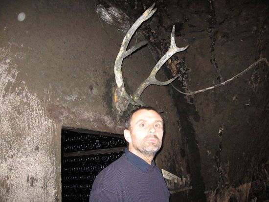 'arri 'irsch? Nein, nur der Winzer in genialer Foto-Position! (in der Höhle)