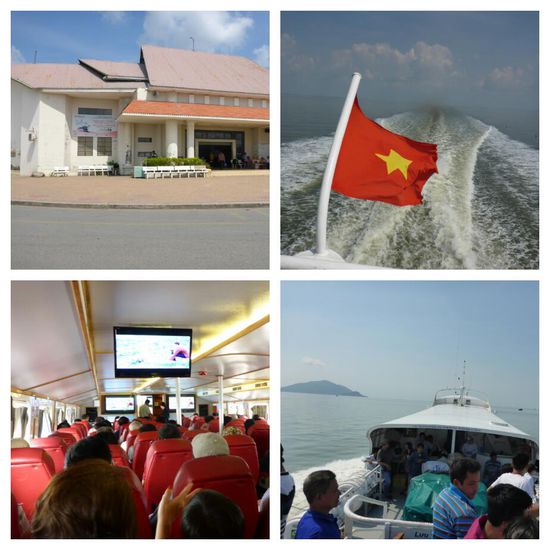 Links oben erkennt man die Wartehalle des Hafens in Rach Gia