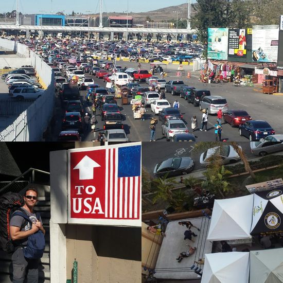 Autoschlange nach USA, Fußweg nach USA und der Kongress in unserem Hotel