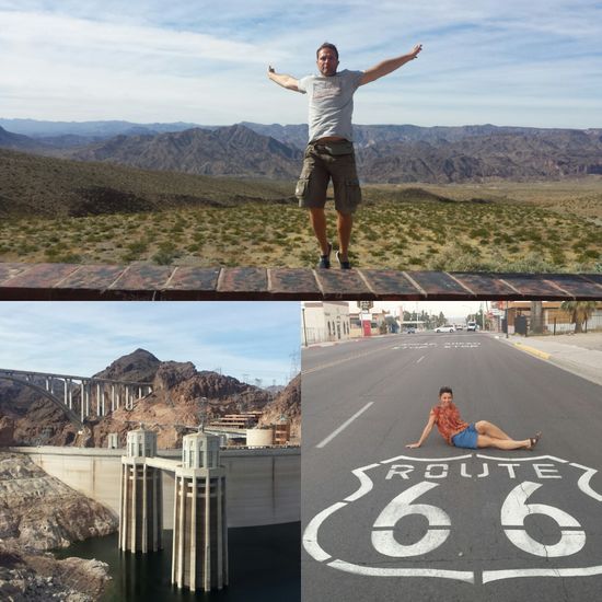 Springen ist auch keine Lösung,  der Hoover  Damm und Katja auf der autoleeren 66!