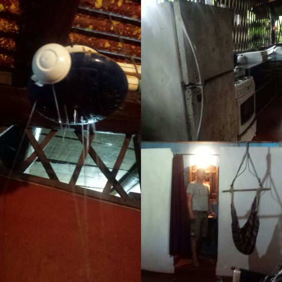 Hier noch die Dusche, der Kühlschrank und unser Bad Deluxe von der Villa Kunterbunt